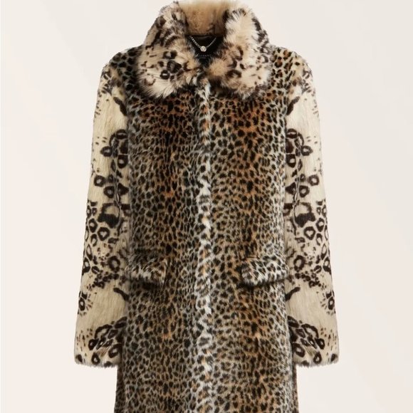 NWT MARCIANO GUESS - WOMENS LEOPARD FAUX FUR COAT - Picture 4 of 14